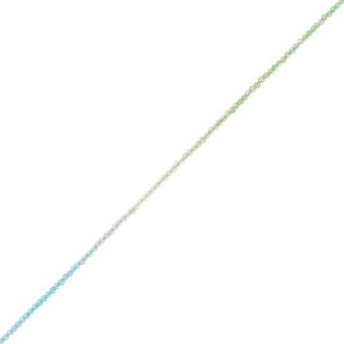 2mm Round faceted beads - Tie and dye - Green - Turquoise - Crystal x35cm