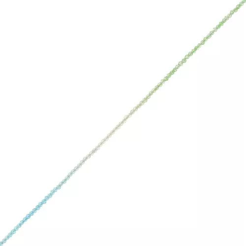 2mm Round faceted beads - Tie and dye - Green - Turquoise - Crystal x35cm