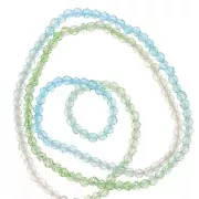 2mm Round faceted beads - Tie and dye - Green - Turquoise - Crystal x35cm