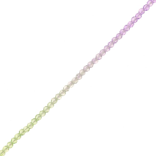 2mm Round faceted beads - Tie and dye - Lilac - Green - Crystal x37cm