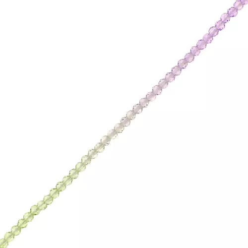 2mm Round faceted beads - Tie and dye - Lilac - Green - Crystal x37cm