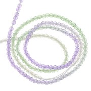 2mm Round faceted beads - Tie and dye - Lilac - Green - Crystal x37cm