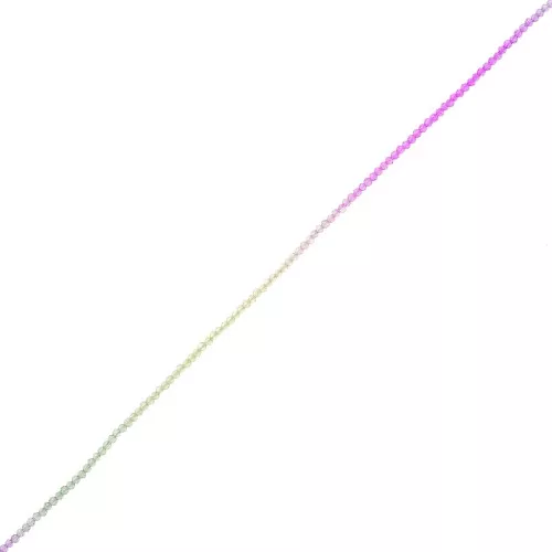 2mm Round faceted beads - Tie and dye - Beige - Fuchsia - Green x36cm