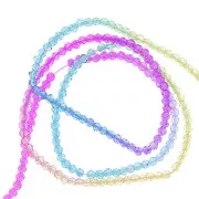 2mm Round faceted beads - Tie and dye - Fuchsia - Turquoise - Yellow x37cm