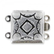 2 strands square shaped clasp 14mm antique silver tone x1|raw }}