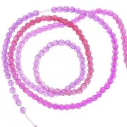 2mm Round faceted beads - Tie and dye - Red - Fuchsia - Purple x36cm