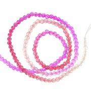 3mm Round faceted beads - Tie and dye - Fuchsia - Red - Nude x37cm