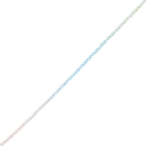 3mm Round faceted beads - Tie and dye - Light green - Blue - Crystal x35cm