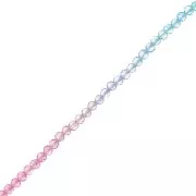 3mm Round faceted beads - Tie and dye - Light blue - Pink - Lilac x36cm
