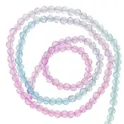 3mm Round faceted beads - Tie and dye - Light blue - Pink - Lilac x36cm