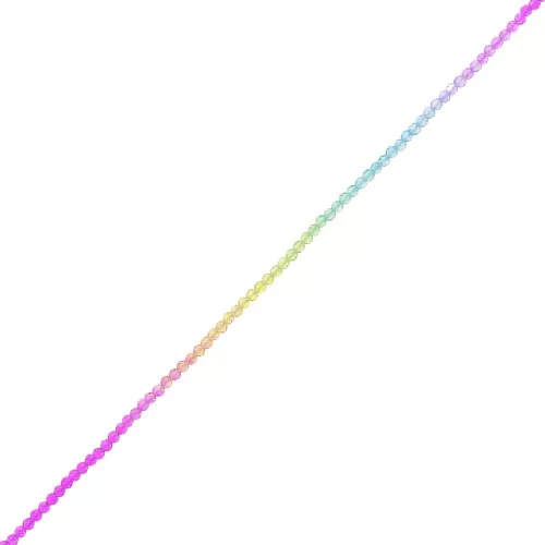3mm Round faceted beads - Tie and dye - Fuchsia - Blue - Green x37cm