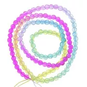 3mm Round faceted beads - Tie and dye - Fuchsia - Blue - Green x37cm