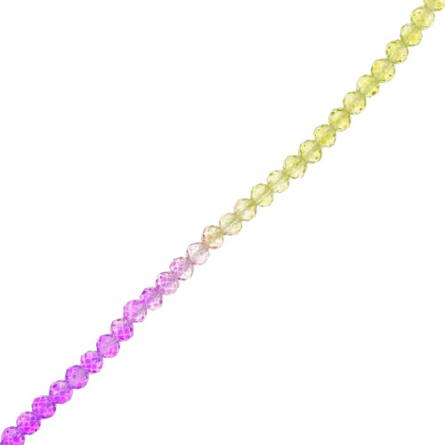 3mm Round faceted beads - Tie and dye - Violet - Green - Nude x36cm
