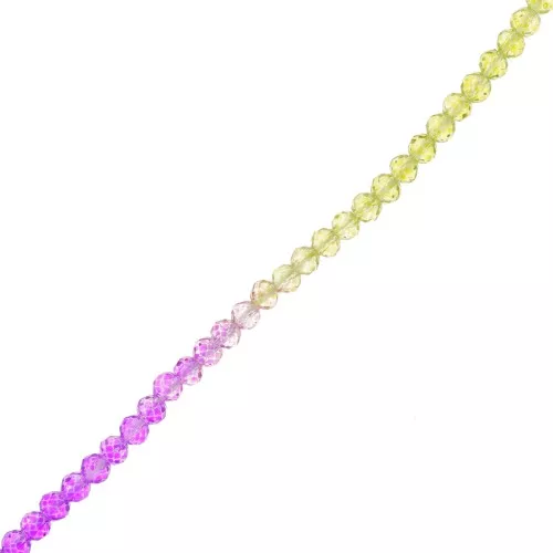 3mm Round faceted beads - Tie and dye - Violet - Green - Nude x36cm