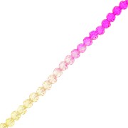 4mm Round faceted beads - Tie and dye - Fuchsia - Pink - Yellow x35cm|raw }}