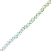 4mm Round faceted beads - Tie and dye - Blue - Light green x35cm