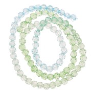 4mm Round faceted beads - Tie and dye - Blue - Light green x35cm