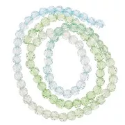 4mm Round faceted beads - Tie and dye - Blue - Light green x35cm
