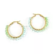 4mm Round faceted beads - Tie and dye - Blue - Light green x35cm