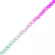 4mm Round faceted beads - Tie and dye - Light blue - Lilac - Fuchsia x34cm
