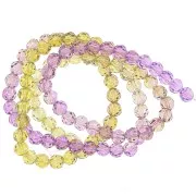 4mm Round faceted beads - Tie and dye - Tie and dye - Violet - Green x37cm