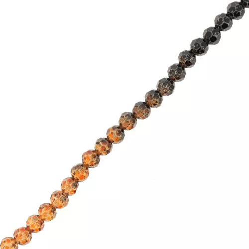 4mm Round faceted beads - Tie and dye - Black - Brown x37cm
