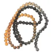 4mm Round faceted beads - Tie and dye - Black - Brown x37cm
