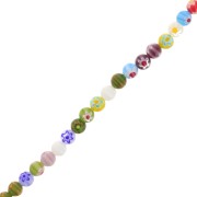 8mm Millefiori Glass beads - Multicolored x36cm|raw }}