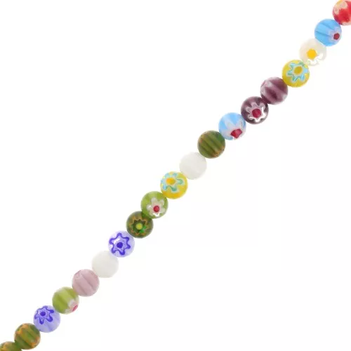 8mm Millefiori Glass beads - Multicolored x36cm
