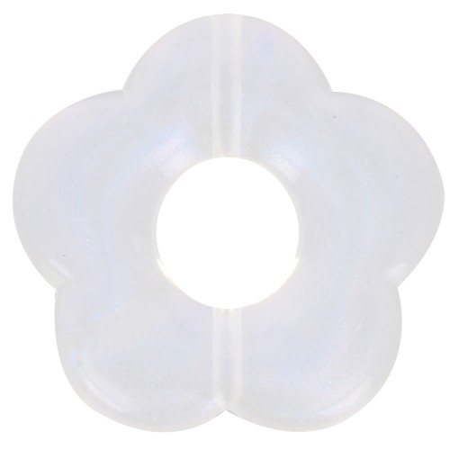 26mm acrylic flower bead - Transparent pearl x1