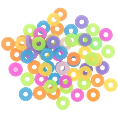 Heishi plastic rondelle beads 6x1 mm - Multicolor x10g