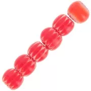 6x7mm Millefiori glass tube beads - Red x10