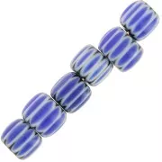 6x7mm Millefiori glass tube beads - Dark Blue x10