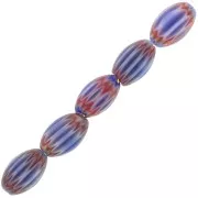 Glass chevron beads 4x7 mm - Dark blue - Red x6