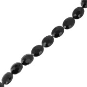 16x12mm Oval faceted glass beads - Jet x32cm