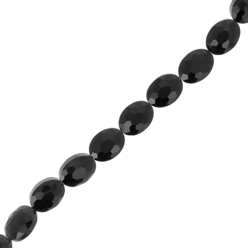 16x12mm Oval faceted glass beads - Jet x32cm