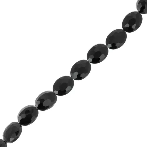 16x12mm Oval faceted glass beads - Jet x32cm