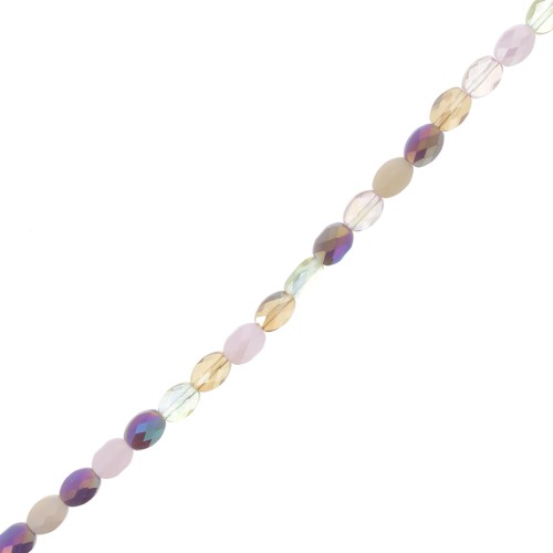 8x6mm Oval faceted glass beads - Mix Rose - Lilac x58cm