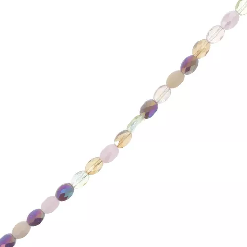 8x6mm Oval faceted glass beads - Mix Rose - Lilac x58cm