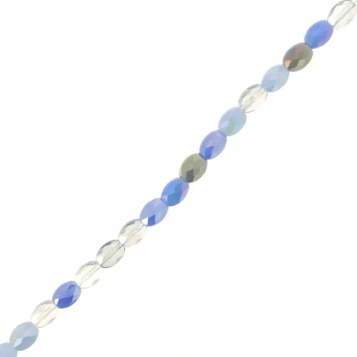 8x6mm Oval faceted glass beads - Mix Blue - Grey x58cm