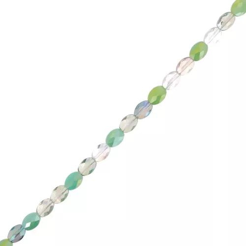 8x6mm Oval faceted glass beads - Mix Green - Crystal x58cm