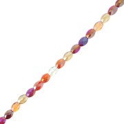 Oval faceted glass beads 8x6 mm - Mix Red - Orange x56cm|raw }}