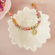 Oval faceted glass beads 8x6 mm - Mix Red - Orange x56cm