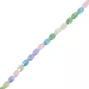 White - 8x6mm Oval faceted glass beads - Mix Blue - Green x58cm 8x6mm Oval faceted glass beads - Mix Blue - Green x58cm