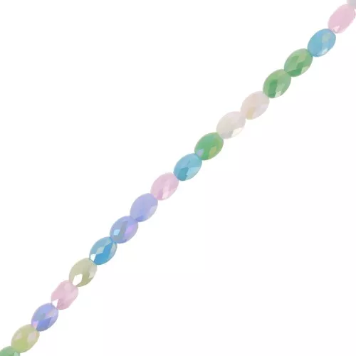 8x6mm Oval faceted glass beads - Mix Blue - Green x58cm