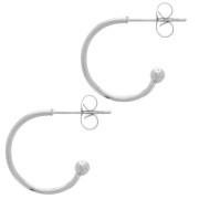 15mm 304L  stainless steel hoop earrings with small ball x2