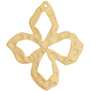 35x31mm Hammered flower pendant - Satin-finish fine gold-plated x1
