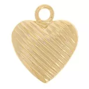 9x7.5mm Textured heart charm - Gold filled x1