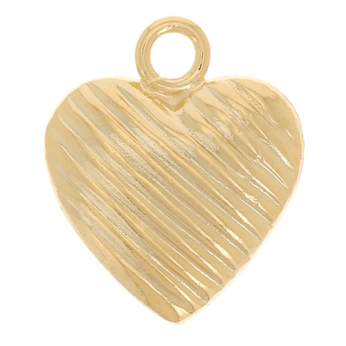 9x7.5mm Textured heart charm - Gold filled x1