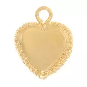 9.5x8mm Heart charm with small balls - Gold filled x1